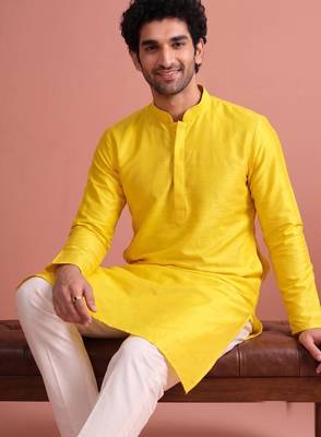  silk blend solid kurta set for men 4