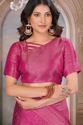 pink woven kanjivaram soft silk saree designer pallu saree with blouse