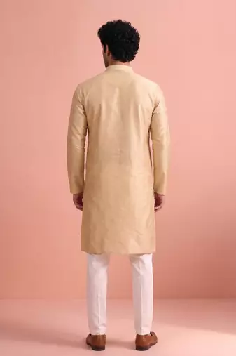  silk blend solid kurta set for men