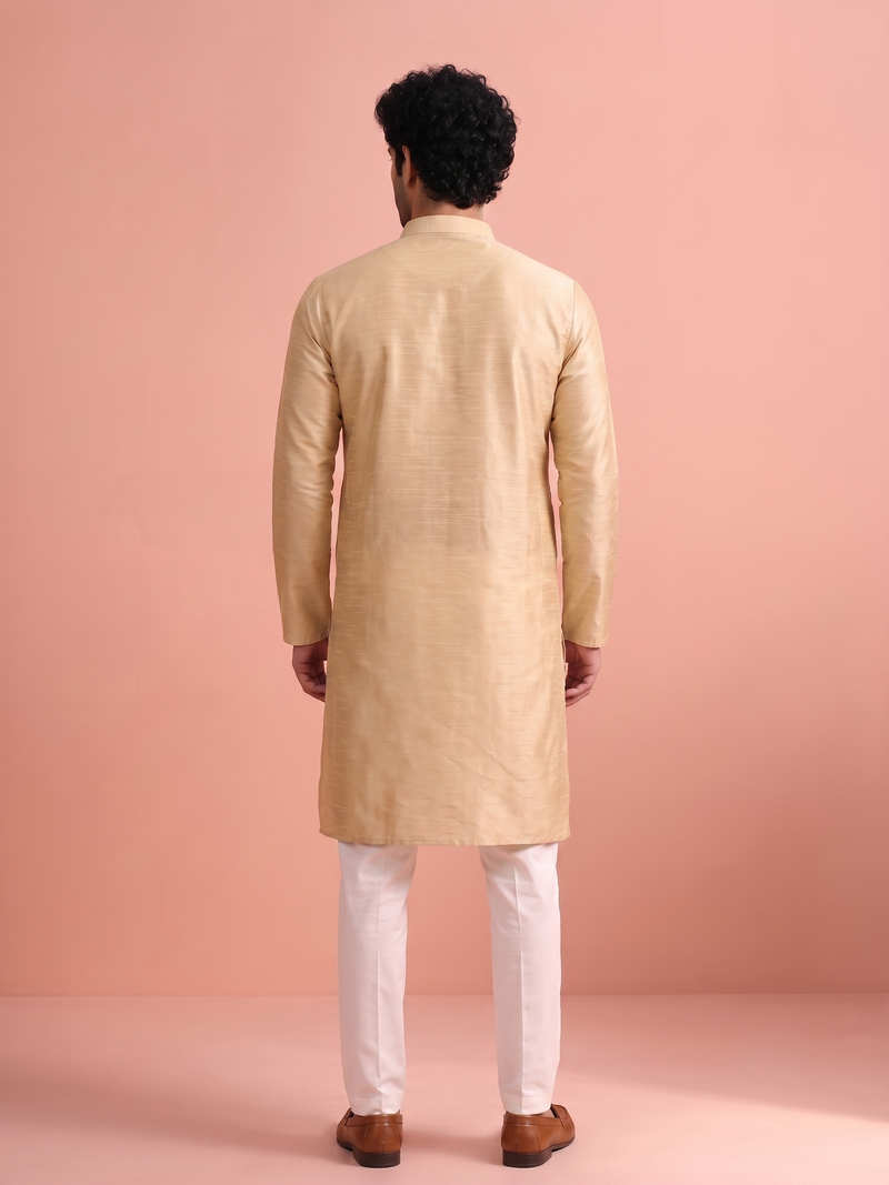  silk blend solid kurta set for men