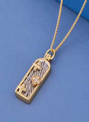 Elegant Dual-Tone Floral Bar Pendant Necklace 1