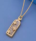 Elegant Dual-Tone Floral Bar Pendant Necklace