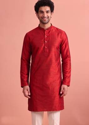  silk blend solid kurta set for men 4