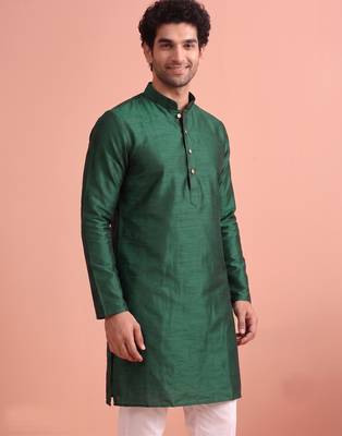  silk blend solid kurta set for men 4