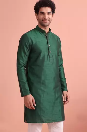  silk blend solid kurta set for men