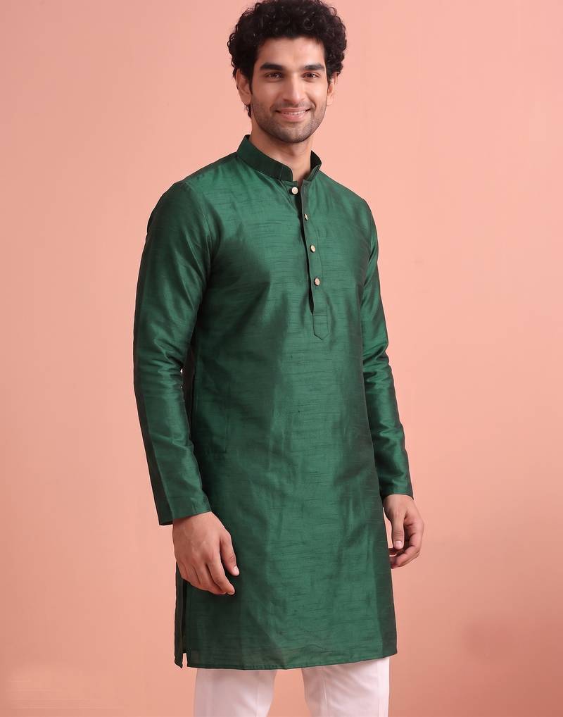  silk blend solid kurta set for men