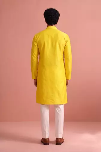  silk blend solid kurta set for men
