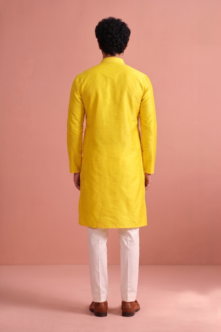 silk blend solid kurta set for men