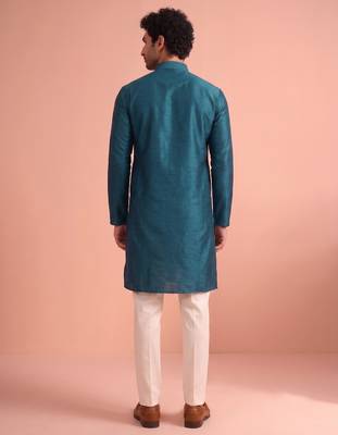  silk blend solid kurta set for men 5