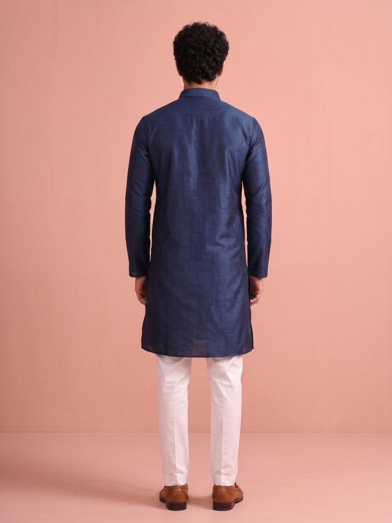  silk blend solid kurta set for men