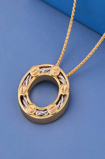 Dual-Tone Circular Cable Pendant Necklace