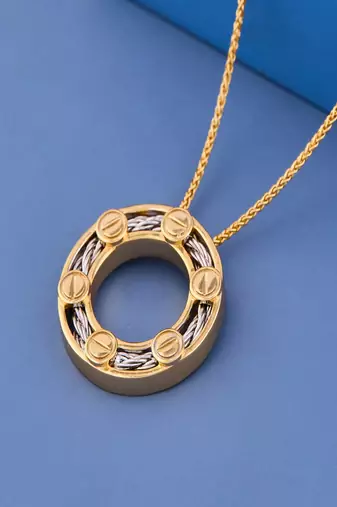 Dual-Tone Circular Cable Pendant Necklace
