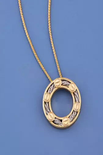Dual-Tone Circular Cable Pendant Necklace