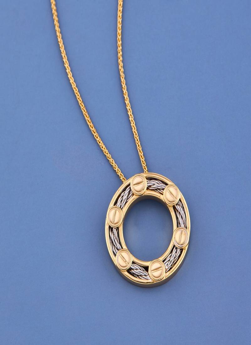 Dual-Tone Circular Cable Pendant Necklace