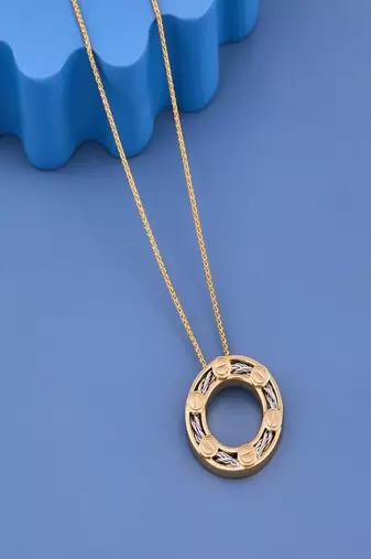 Dual-Tone Circular Cable Pendant Necklace