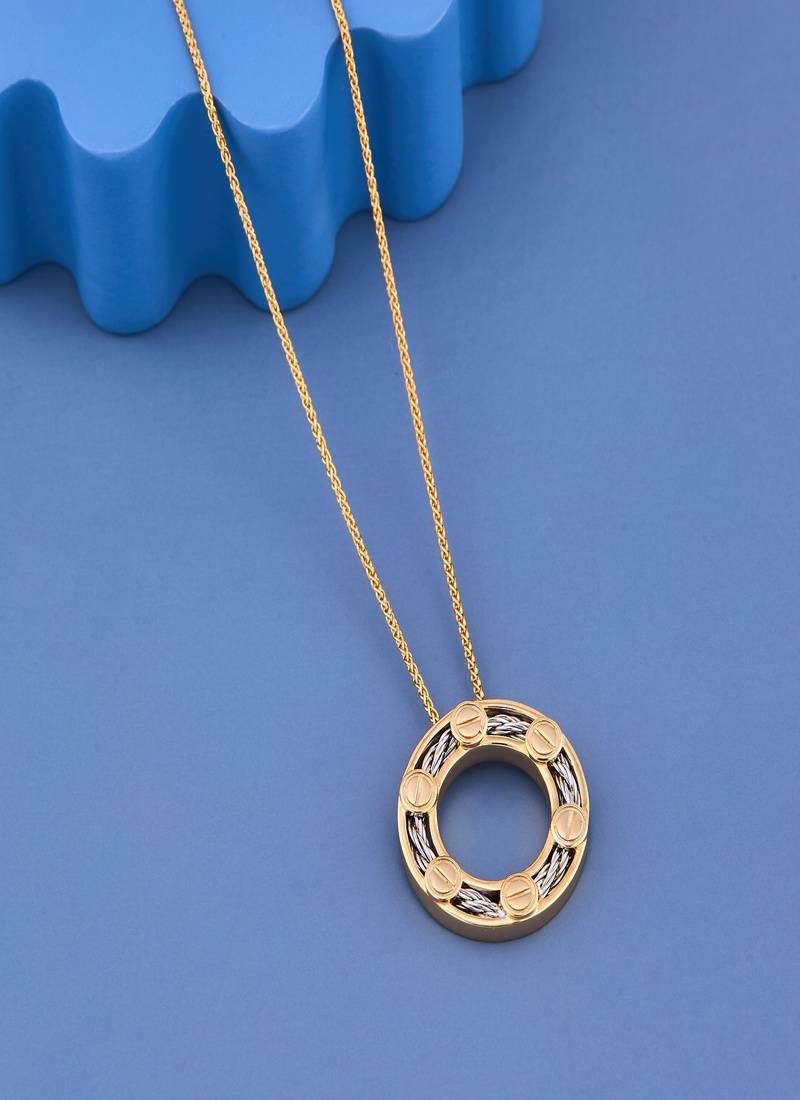 Dual-Tone Circular Cable Pendant Necklace