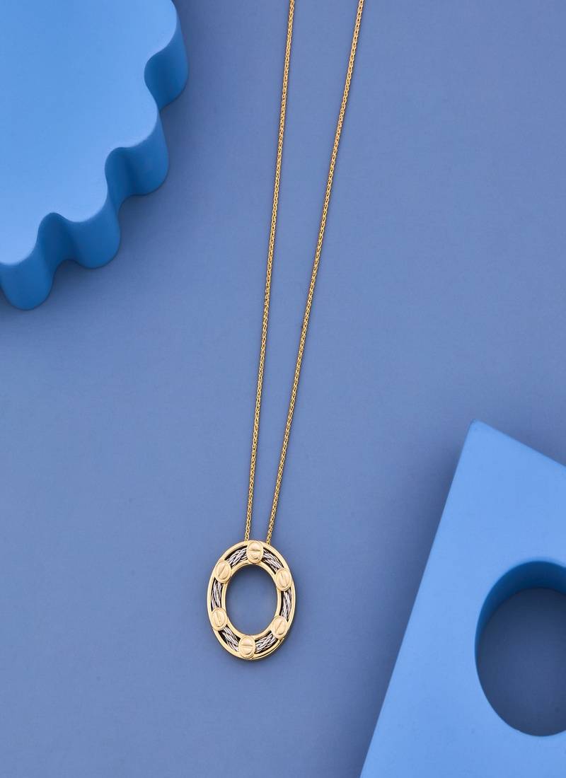 Dual-Tone Circular Cable Pendant Necklace