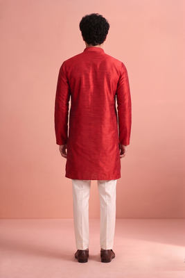  silk blend solid kurta set for men 5