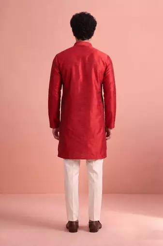  silk blend solid kurta set for men