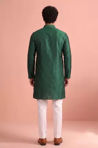  silk blend solid kurta set for men