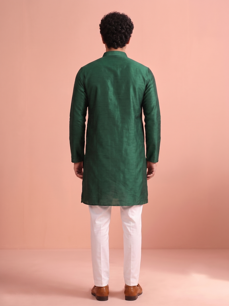  silk blend solid kurta set for men