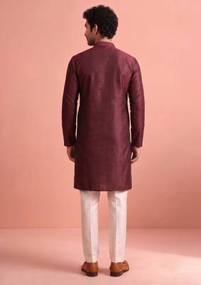  silk blend solid kurta set for men 5