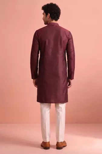  silk blend solid kurta set for men