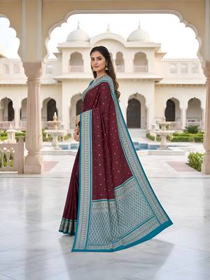 Cofee soft silk blend saree with zari weaving meenakari design 2