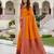Orange soft silk blend saree with zari weaving meenakari design