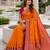 Orange soft silk blend saree with zari weaving meenakari design