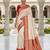 White soft silk blend saree with zari weaving meenakari design