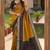 Golden soft silk blend pochampalli saree with zari weaving meenakari design