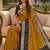 Golden soft silk blend pochampalli saree with zari weaving meenakari design