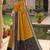 Golden soft silk blend pochampalli saree with zari weaving meenakari design