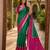 Sea green soft silk blend pochampalli saree with zari weaving meenakari design