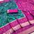 Sea green soft silk blend pochampalli saree with zari weaving meenakari design