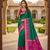Sea green soft silk blend pochampalli saree with zari weaving meenakari design