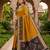 Golden soft silk blend pochampalli saree with zari weaving meenakari design