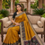 Golden soft silk blend pochampalli saree with zari weaving meenakari design
