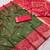 Green soft silk blend pochampalli saree with zari weaving meenakari design