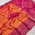 Orange soft silk blend pochampalli saree with zari weaving meenakari design