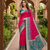 Pink soft silk blend pochampalli saree with zari weaving meenakari design
