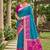 Sky blue soft silk blend pochampalli saree with zari weaving meenakari design