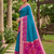 Sky blue soft silk blend pochampalli saree with zari weaving meenakari design