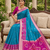 Sky blue soft silk blend pochampalli saree with zari weaving meenakari design