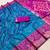 Sky blue soft silk blend pochampalli saree with zari weaving meenakari design
