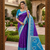 Purple soft silk blend pochampalli saree with zari weaving meenakari design