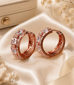 Rose Gold Finish Royal Spark Hoop Earrings