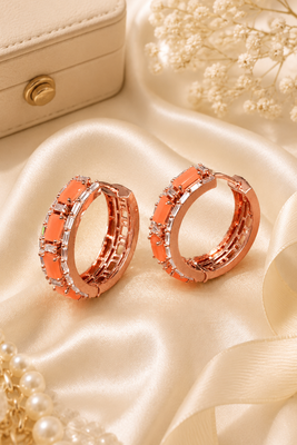Rose gold finish signature sparkle hoop earrings 1