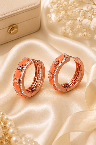 Rose gold finish signature sparkle hoop earrings
